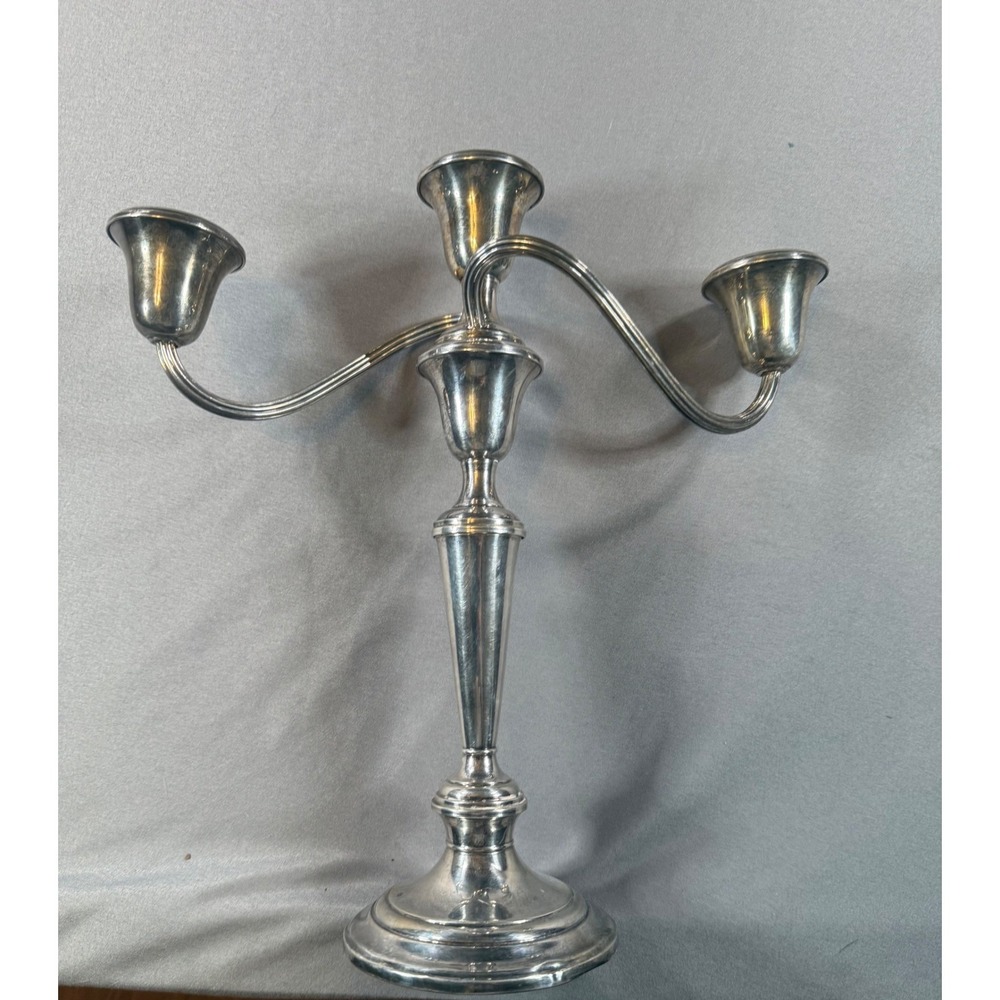 Gorham Sterling Silver Weighted 3-Light Candelabra Pair Convertible 808/1 Set 2 - Picture 5 of 12